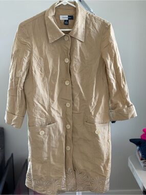 Jones New York Beige Button-Front Trench Coat